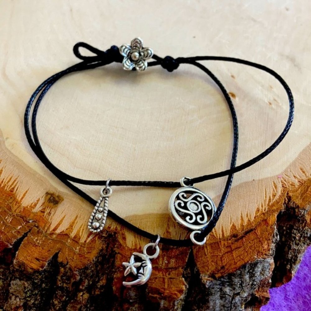 Sun Moon Star Tear Floral spiral button bracelet